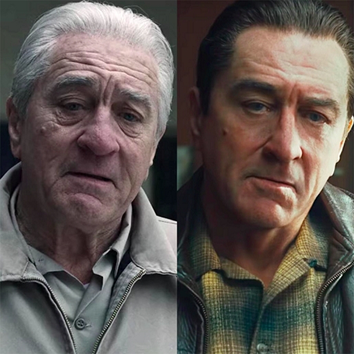 Robert De Niro: Já o outro rejuvenescido foi Robert De Niro, que na época estava com 76 anos de idade. 
