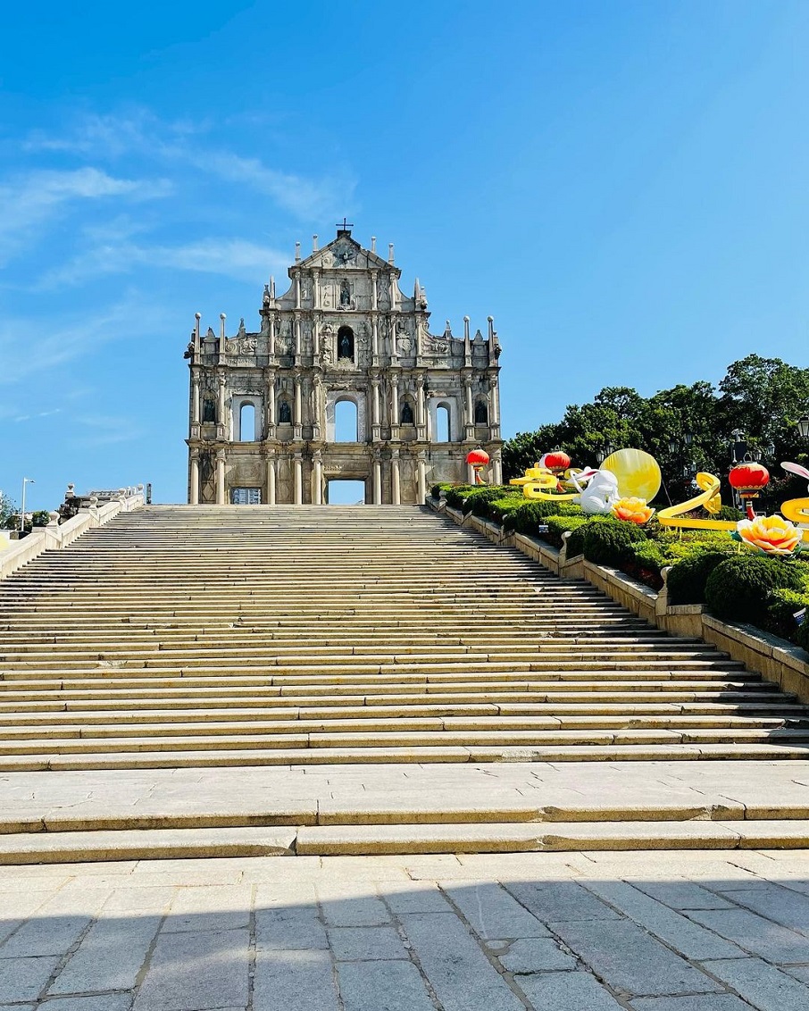 As ruínas da Igreja de São Paulo, em Macau, na China.. Foto: Reprodução/Instagram 03.02.2023