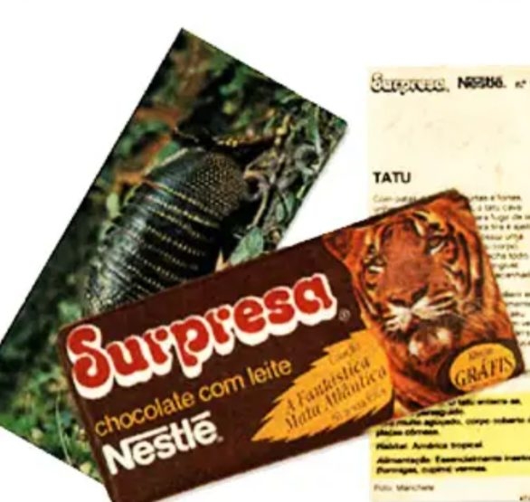 Surpresa, da Nestlé: Sem dúvida o chocolate Surpresa foi um dos mais populares no Brasil nos anos 80 e 90. Ele ainda vinha com um cartão cheio de curiosidades sobre os animais! Deixou de ser comercializado no início dos anos 2000. Reprodução: Flipar