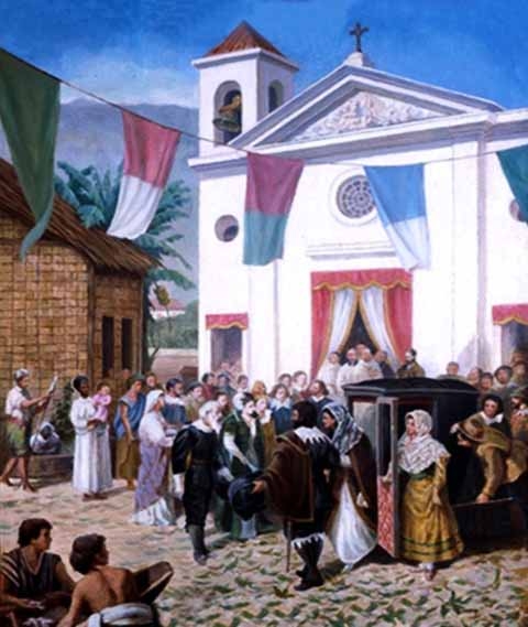 O cumprimento da promessa se daria com a construção de uma pequena capela, que décadas depois seria substituída pela imponente igreja. 

 Reprodução: Flipar