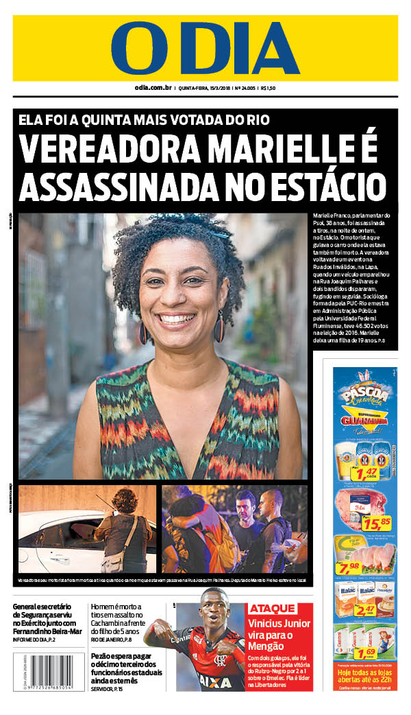 Morte da vereador Marielle Franco. Foto: Reprodução