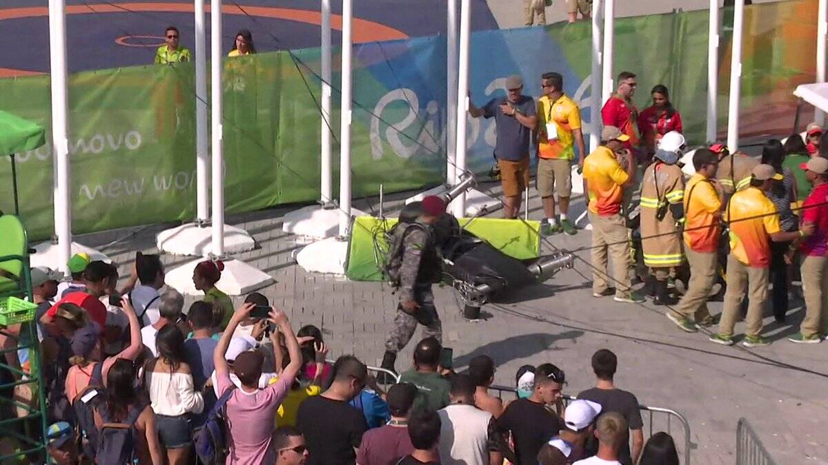 Câmera desabou no Parque Olímpico do Rio de Janeiro, ferindo sete pessoas. Foto: Reprodução