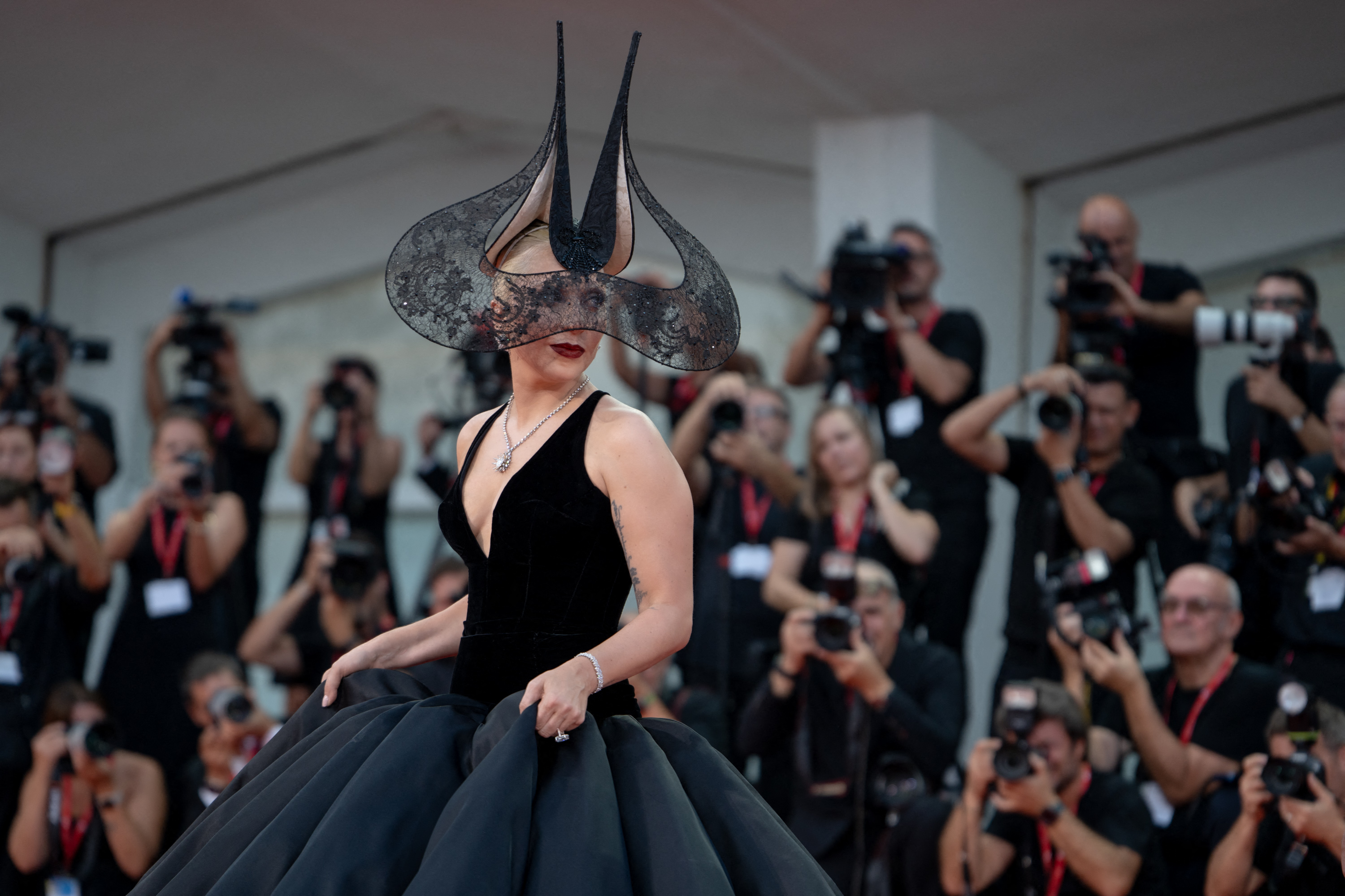 Lady Gaga roubou a cena no Festival de Veneza Foto: Luca Carlino/AFP