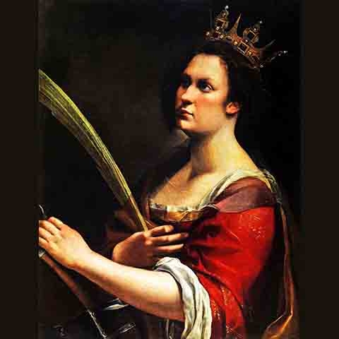 “Santa Catarina de Alexandria”, de Artemisia Gentileschi (1619): Uma análise de raios X da obra feita em 2019 revelou que o quadro começou como um autorretrato, semelhante a outro trabalho da artista de 1615.
 Reprodução: Flipar