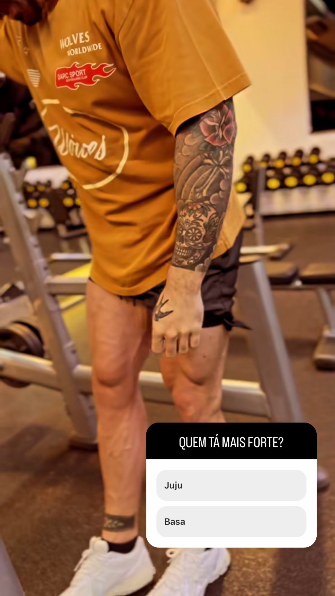 Juju Salimeni chama a atenção ao comparar músculos da perna com noivo, o fisiculturista Diogo Basaglia Reprodução/Instagram