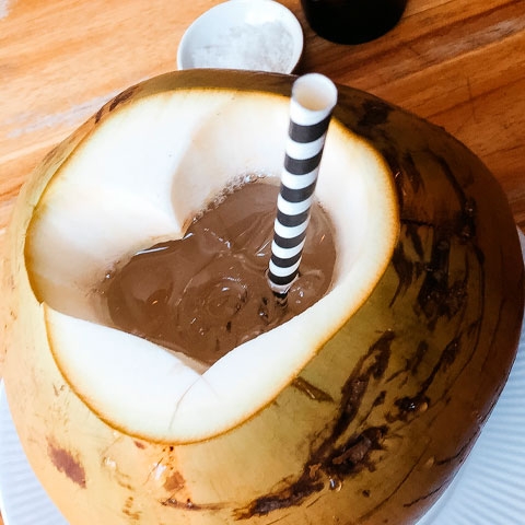 Água de coco: Fonte de eletrólitos e fonte de magnésio, essa bebida natural ajuda a equilibrar o organismo.  Reprodução: Flipar