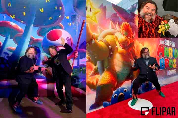 Jack Black interpretou “Peaches”, a canção que Bowser faz em homenagem à Princesa Peach no filme baseado no game Mario Bross. Trajado como o vilão, em um vídeo, o ator se sentou ao piano rosa e cantou olhando para um porta-retrato com foto da jovem. Reprodução: Flipar