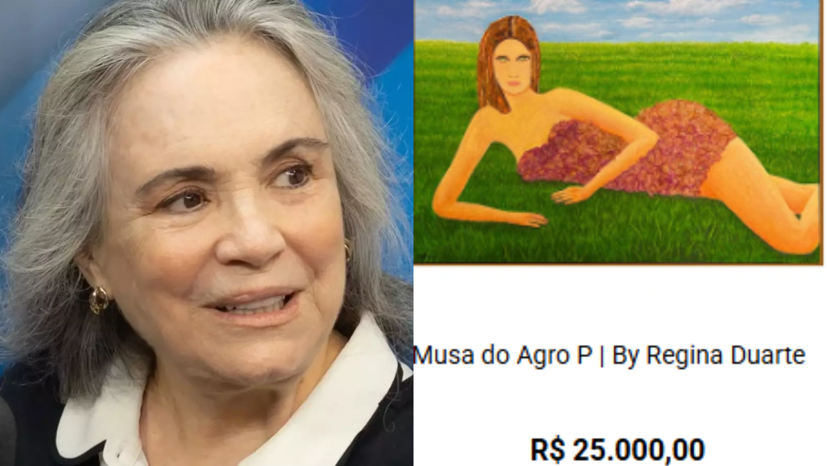 Regina Duarte anuncia venda de quadros por até R$ 25 mil. Foto: Reprodução YouTube/ site: reginadasartes.com.br