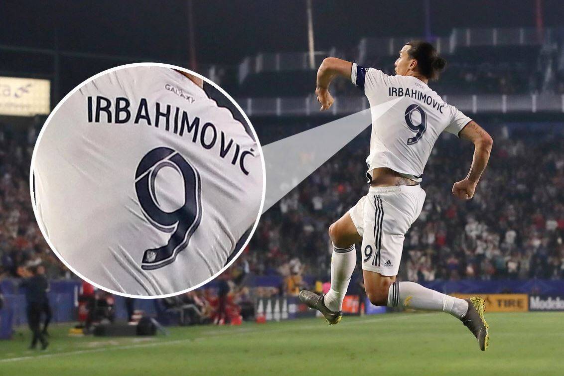 Gafes em camisas dos jogadores: Ibrahimovic virou Irbahimovic. Foto: MLS SOCCER/REPRODUÇÃO 