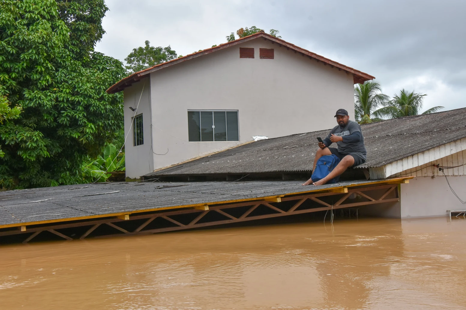 Rio Acre chegou a marca de 15,56 metros nesta quarta-feira (28) Geanfranco Aguiar/Prefeitura de Brasiléia