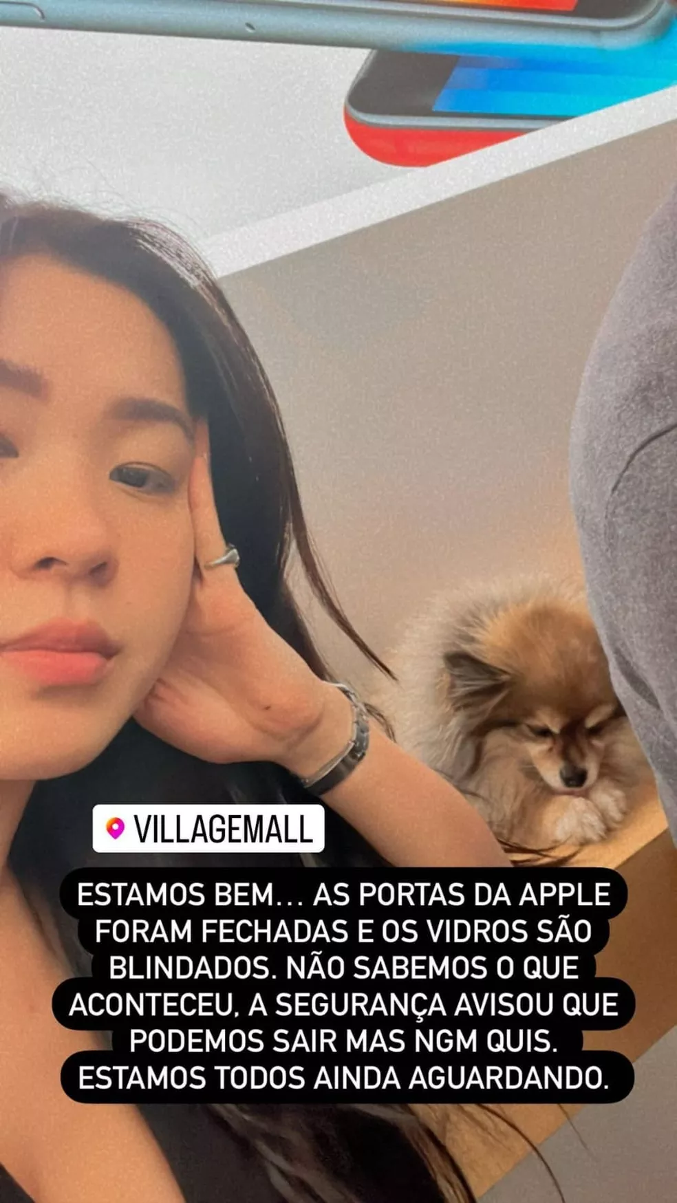 Atriz Jéssika Alves posta em storie relato sobre tiroteio em shopping. Foto: Reprodução/Instagram