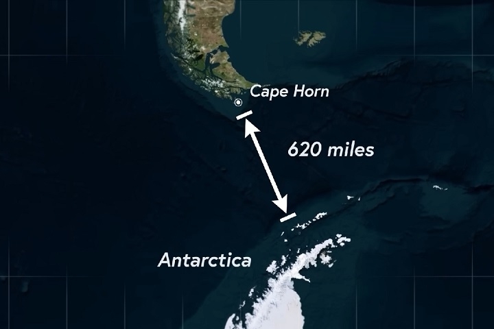 Historicamente, a Passagem de Drake era uma rota crucial para navios que contornavam o Cabo Horn antes da abertura do Canal do Panamá em 1914. Reprodução: Flipar