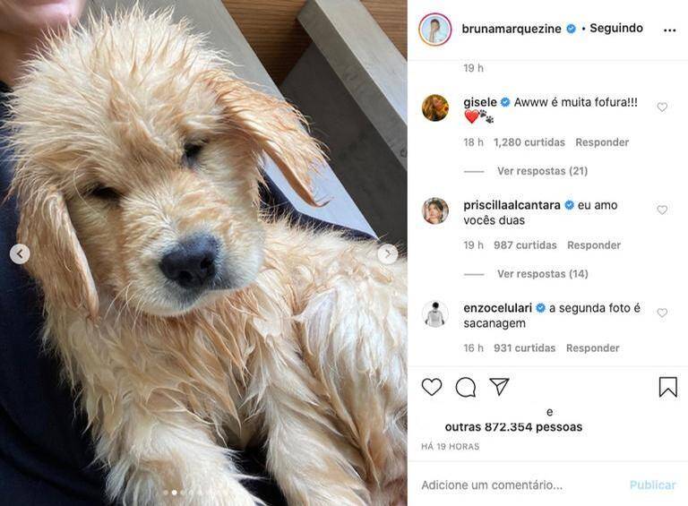 Enzo Celulari comenta foto de Bruna Marquezine. Foto: Reprodução/Instagram