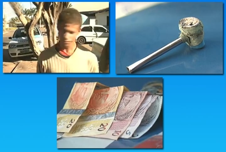 O bandido invadiu uma residência, fez um adolescente refém, separou os objetos que queria levar e depois decidiu esperar pela chegada do pai da vítima, pois também queria o carro.  Reprodução: Flipar