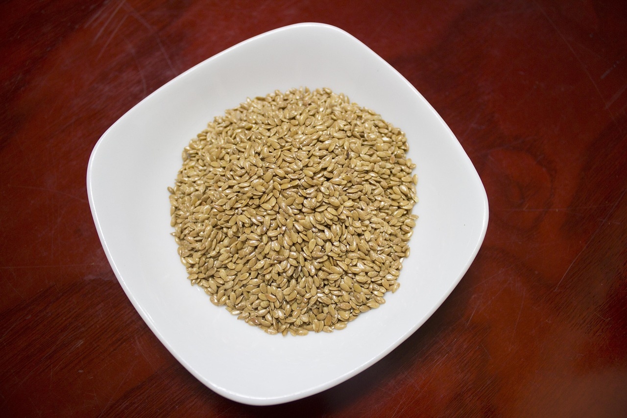 As sementes de chia são uma fonte vegetal de ALA, que é convertida em EPA e DHA no corpo. Outro grão que está associado à redução do risco de doenças cardiovasculares é a linhaça. Reprodução: Flipar