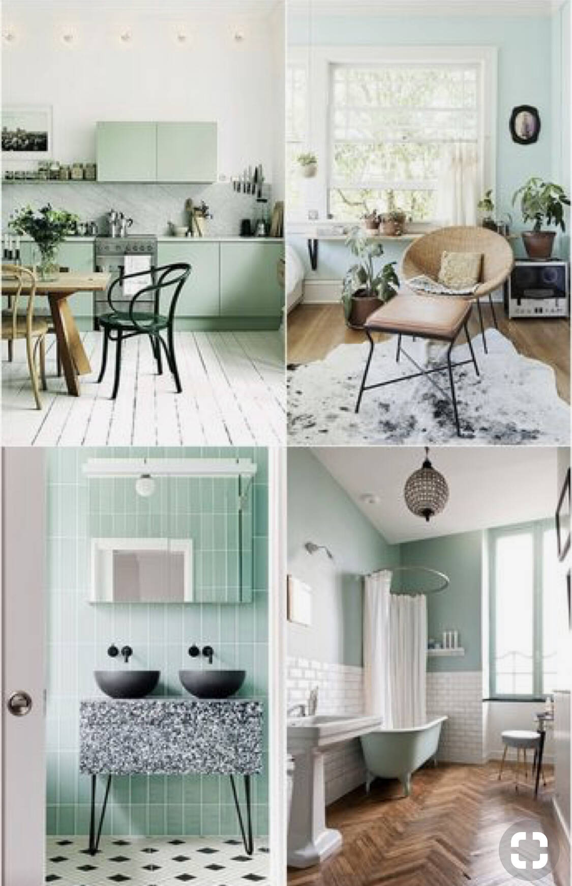 Ideias para usar o neo mint em vários ambientes da casa. Foto: Reprodução/Pinterest