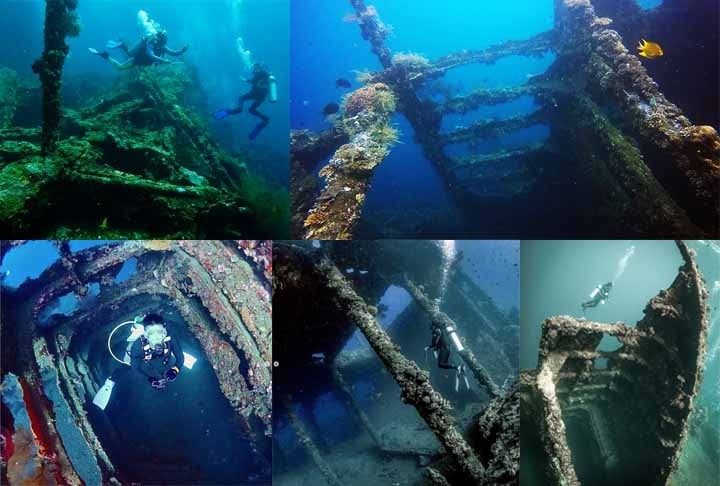 O topo do USAT Liberty fica a apenas 10 pés (3 metros) de profundidade, tornando este naufrágio perfeito também para snorkeling. O navio era originalmente de guerra americano e, em 1942, foi torpedeado pelos japoneses na costa de Bali.  Reprodução: Flipar