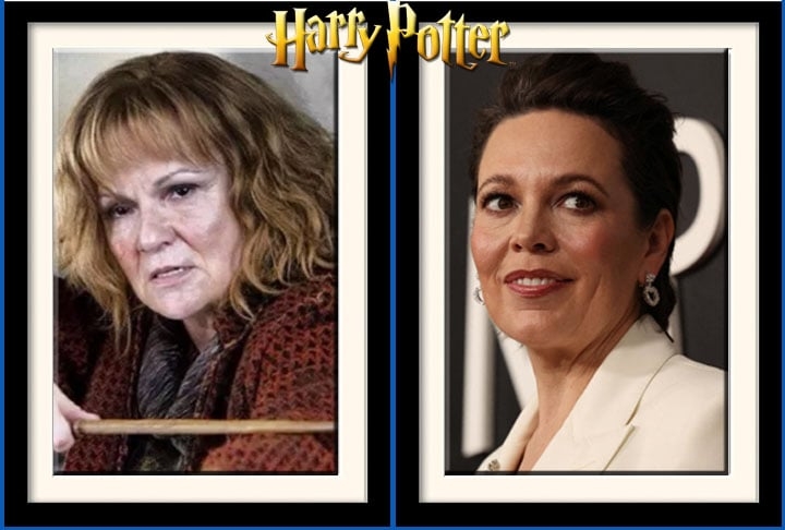 Molly Weasley - A mãe dos irmãos Weasley, incluindo Ron, vivida por Julie Walters, passaria para as mãos de Olivia Colman.  Reprodução: Flipar