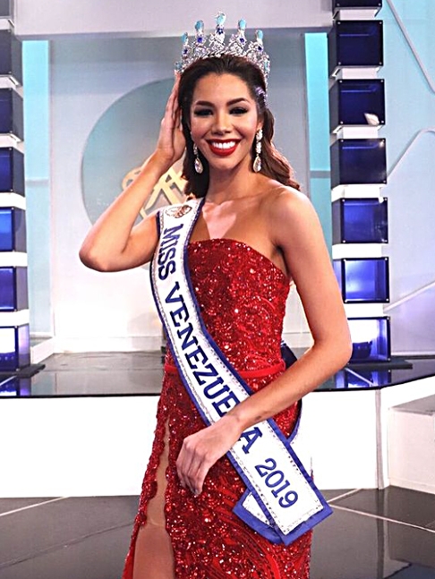 Em 2019, foi realizado o primeiro Miss Venezuela sem considerar medidas de cintura, quadril e busto. Apenas a altura da vencedora Thalia Olvino foi divulgada: 1,78 metro. Reprodução: Flipar