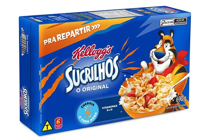 Sucrilhos - Marca de cereal matinal produzido pela Kellogg Company - muito famosa pela mascote tigre Tony. 

 Reprodução: Flipar