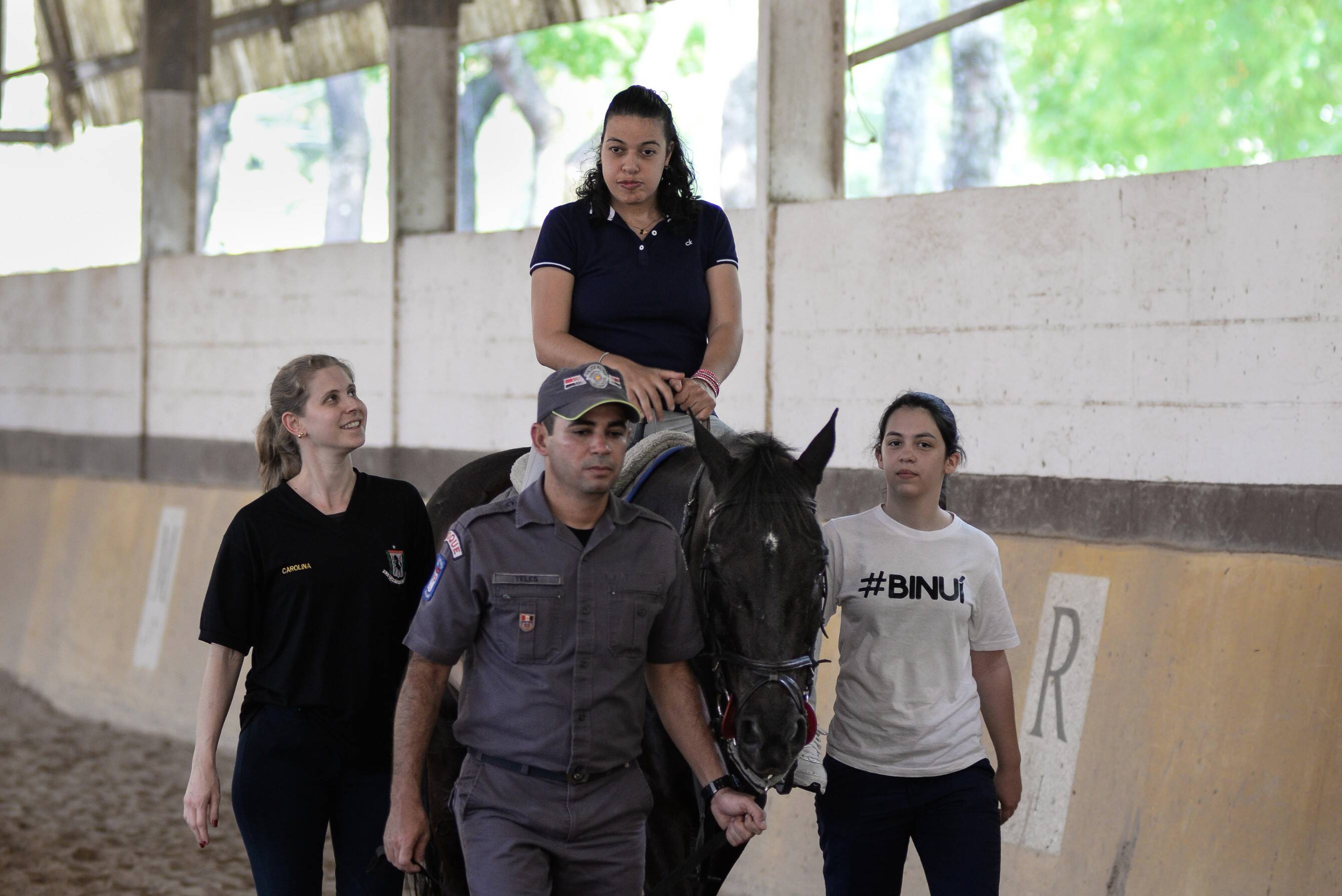 Programa de equoterapia desenvolvido pelo Regimento de Cavalaria 9 de Julho, Polícia Militar de São Paulo. Foto: Major Luis Augusto Pacheco Ambar - Comando de Choque, PMSP