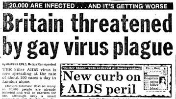 Jornal britânico noticia mais de 20 mil casos de HIV: "Grã-Bretanha ameaçada pela praga do vírus gay". Foto: Reprodução
