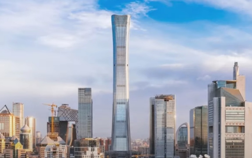 China Zun - Fica em Pequim, capital da China. Tem 518 metros. Inaugurado em 2018.  Reprodução: Flipar