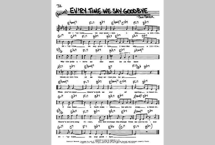 “Ev’ry time we say goodbye” faz parte do rol de canções de Cole Porter que se tornaram clássicos do cancioneiro norte-americano. Reprodução: Flipar