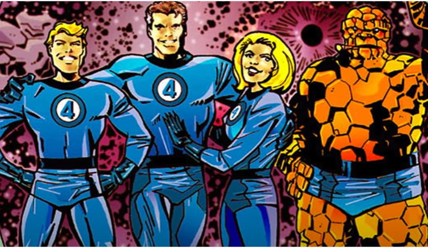 Stan Lee criou, então, o Quarteto Fantástico. Ele fez questão de mostrar os personagens em vidas comuns, paralelas à atuação heróica: Senhor Fantástico, Mulher Invisível, Tocha Humana e  Coisa.  Com isso, Lee conseguiu um novo patamar para o segmento dos quadrinhos.   Reprodução: Flipar