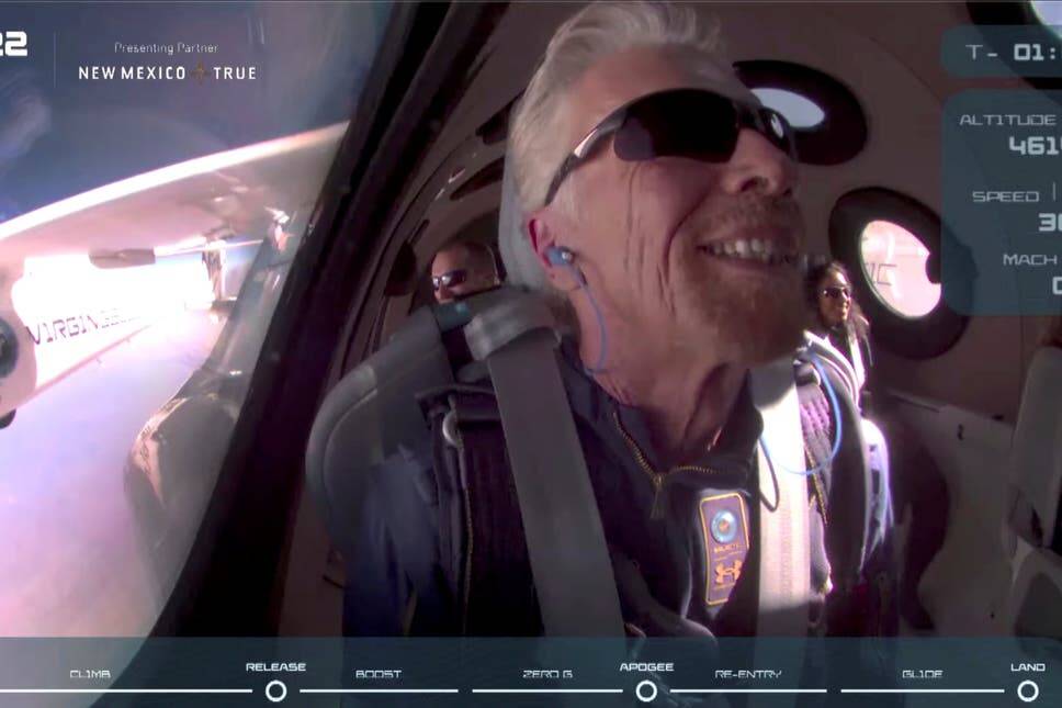 Richard Branson fez voo orbital por uma hora. Foto: Reprodução/Virgin Galactic