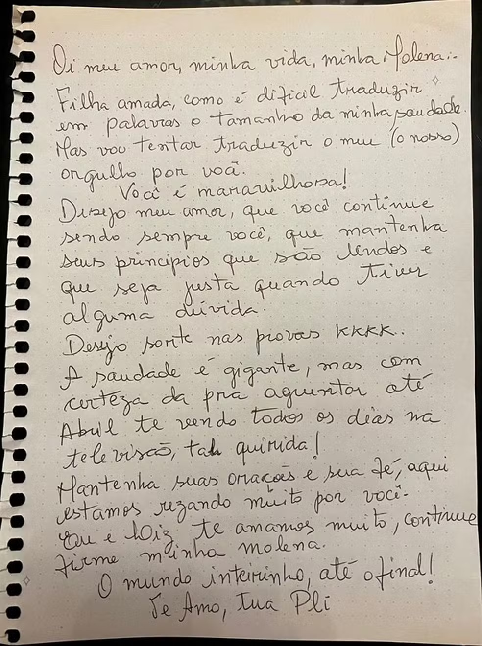 Carta para Alane Divulgação/Globo