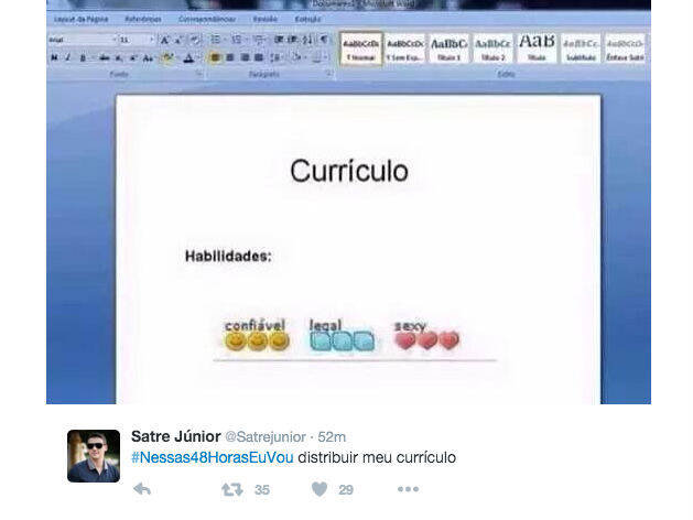 Um usuário pensou em aproveitar a suspensão para conseguir um novo emprego. Foto: Reprodução/Twitter