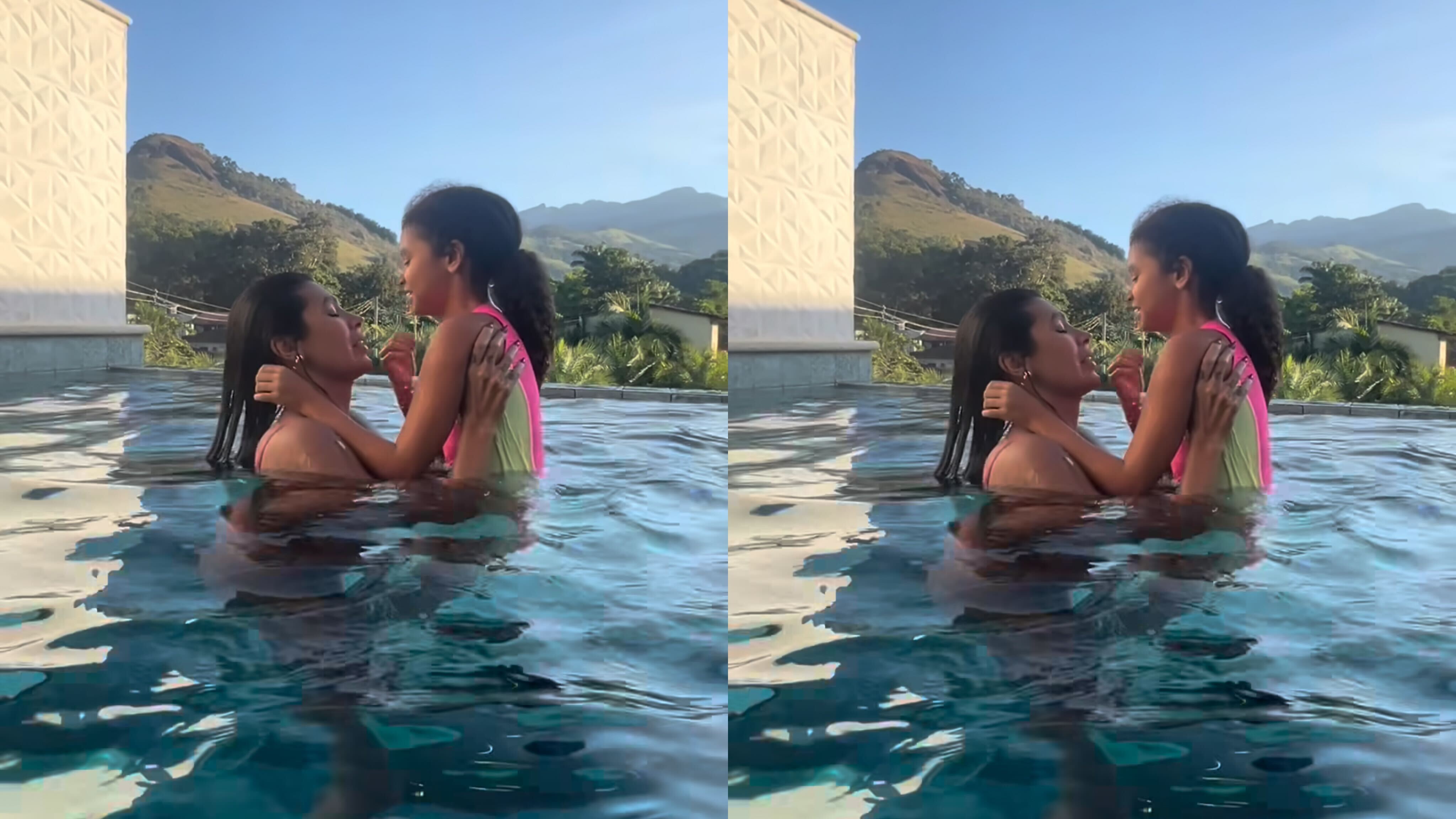 Pocah nadando com a filha Vitória, de 8 anos Reprodução Instagram - 20.6.2024