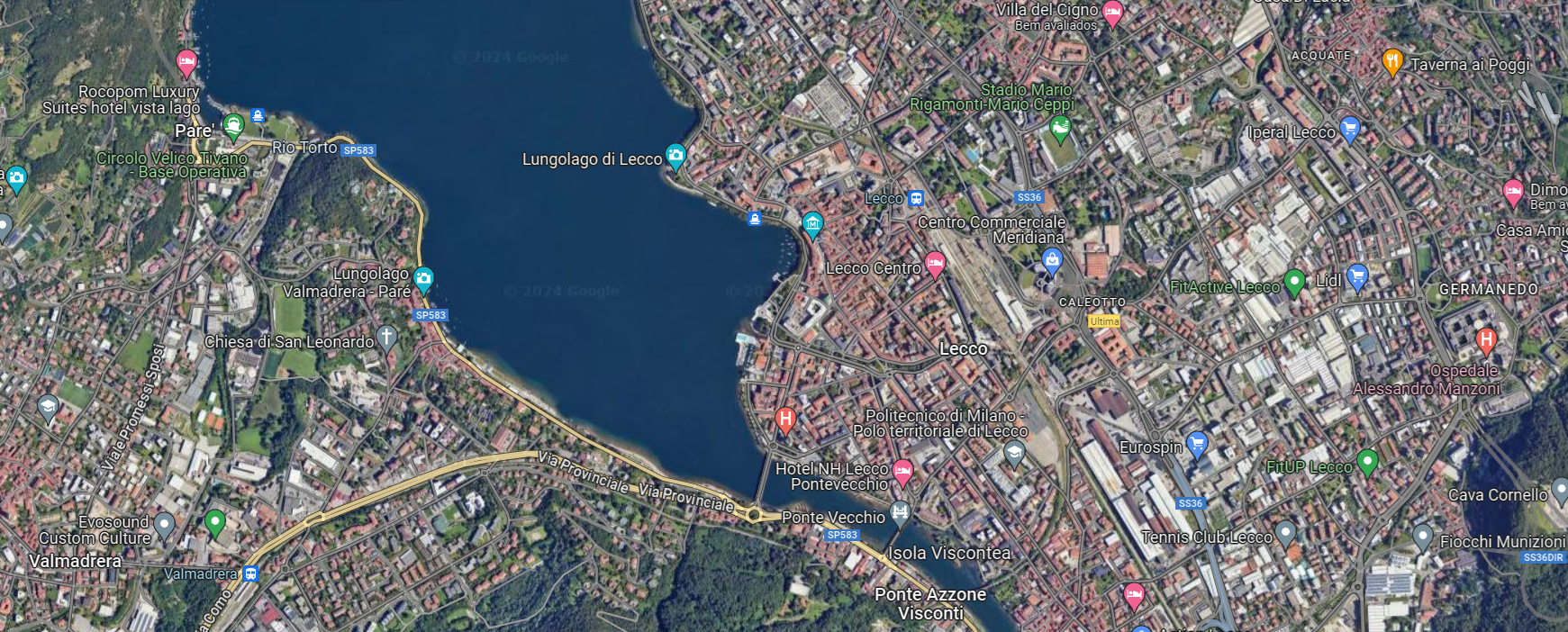 Mapa da região de Lecco Google Maps