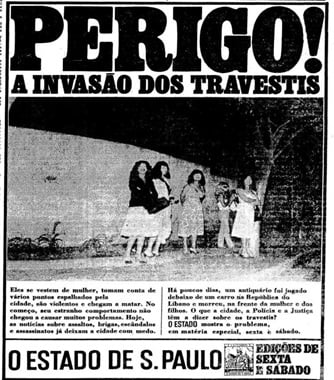 Página do Estado de S. Paulo "alertando" sobre "perigo" de pessoas travestis. Foto: Reprodução/Twitter 24.02.2023