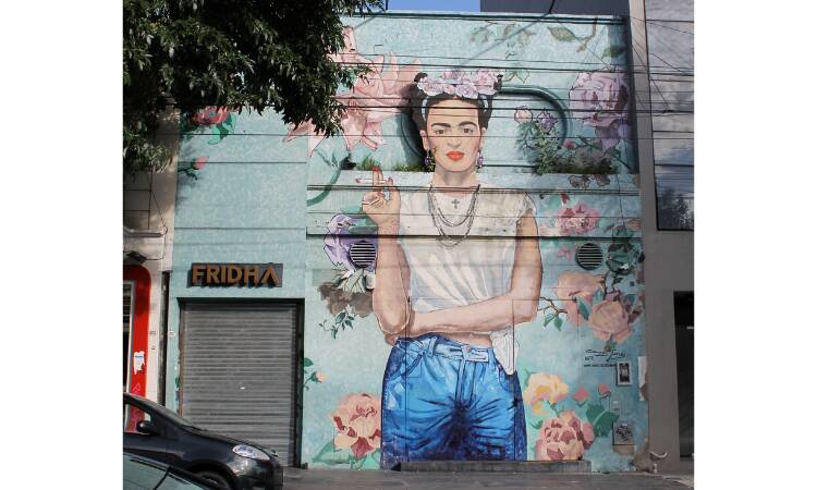Mural da Frida Khalo é famoso em Colegiales. Foto: Flavia Matos/ IG