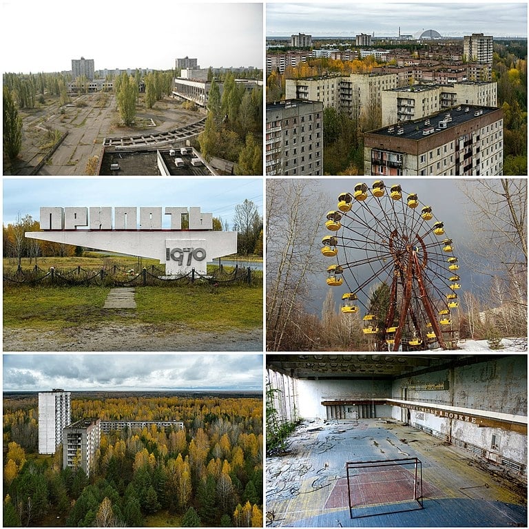 A cidade de Pripyat, onde a usina estava localizada, foi abandonada e se tornou uma cidade fantasma. Após mais de três décadas, a natureza tomou conta do lugar. Reprodução: Flipar