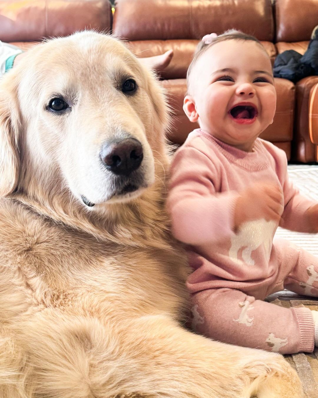 Mavie, a pequena de Bruna Biancardi e Neymar Jr, aproveita a companhia do cachorro Chopp Instagram