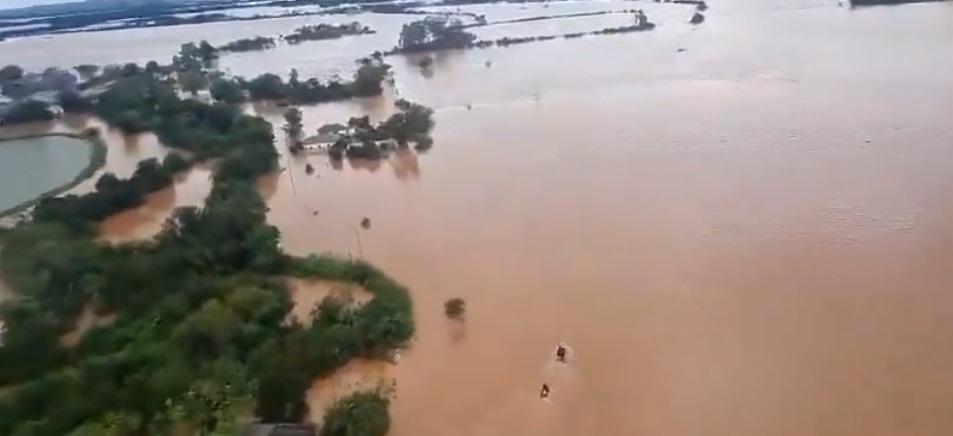 Cidade de Santa Maria, no RS, ficou submersa após fortes temporais. Foto: Reprodução/redes sociais