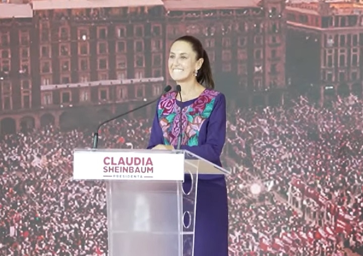 Claudia teve mais de 30 pontos percentuais à frente da candidata da oposição, Xóchitl Gálvez, de acordo com a Contagem Rápida, que monitora a evolução das eleições.  Reprodução: Flipar