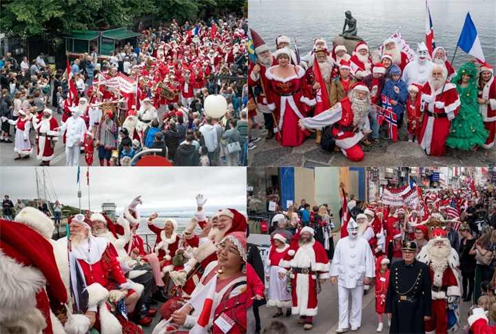 Nos meses de julho, no meio do verão no hemisfério norte, costuma ocorrer o Congresso Mundial de Papais Noéis. O evento é tradicional no país, desde a primeira edição em 1957, e tem quatro dias de duração. Reprodução: Flipar