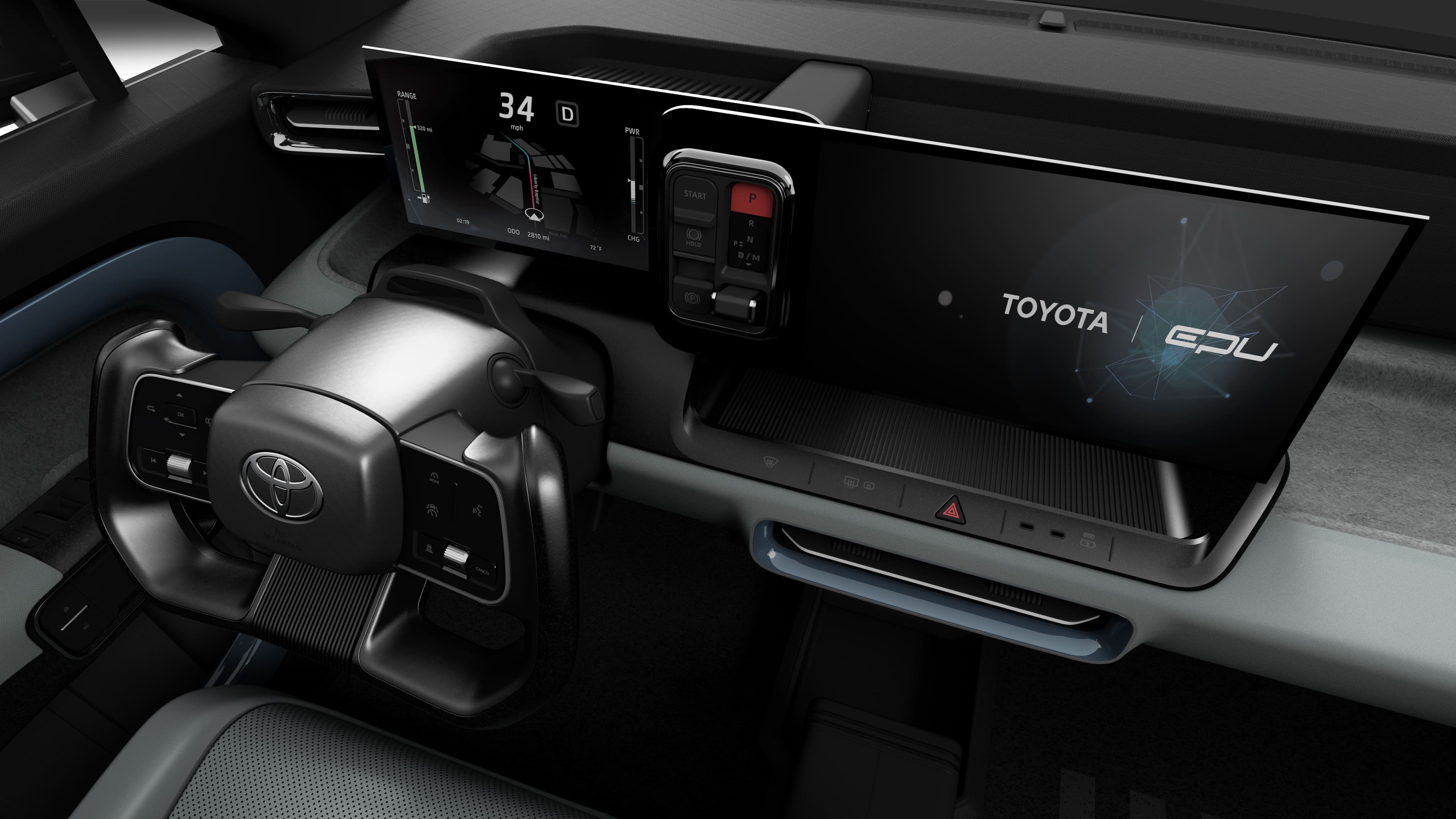 Interior é futurista, mas Toyota já utiliza esses sistema Divulgação/Toyota