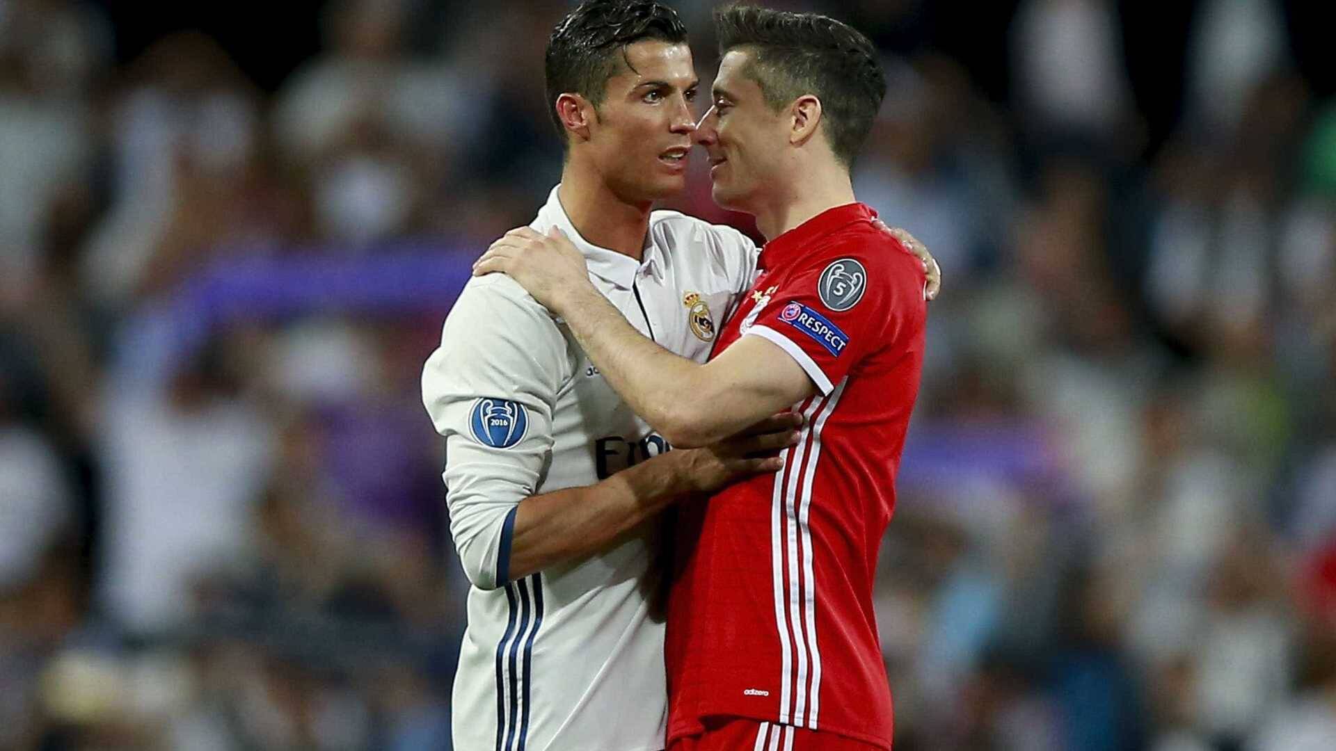Cristiano Ronaldo e Lewandowski. Bayern de Munique e Real Madrid. Foto: Divulgação