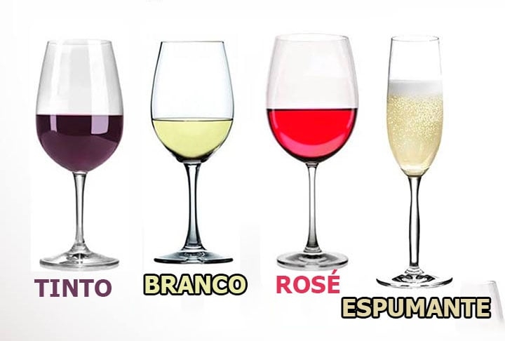 Os vinhos podem ser tintos, brancos, rosés e espumantes. Reprodução: Flipar