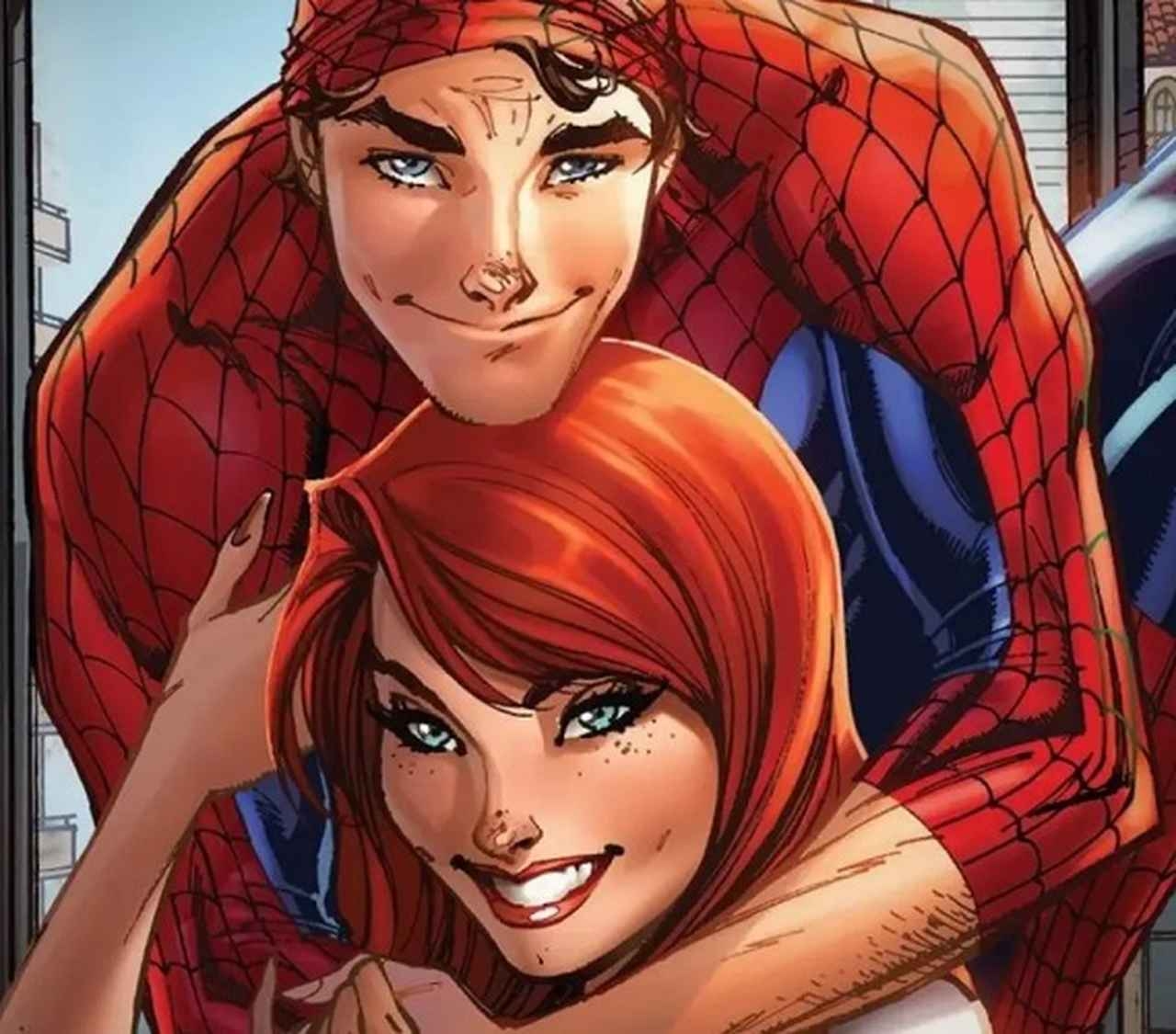 Até mesmo quem nunca leu um quadrinho do Spider-Man sabe que Mary Jane é a paixão de Peter Parker e que ela tem cabelos vermelhos como fogo. A construção da relação deles é bem feita e, aos poucos, revela o forte laço.  Reprodução: Flipar