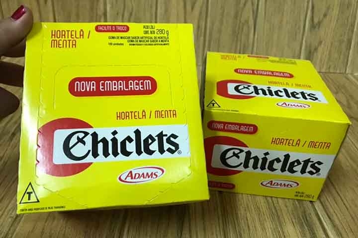 Chiclets - Marca da americana Adams, virou sinônimo para qualquer goma de mascar. 
 Reprodução: Flipar