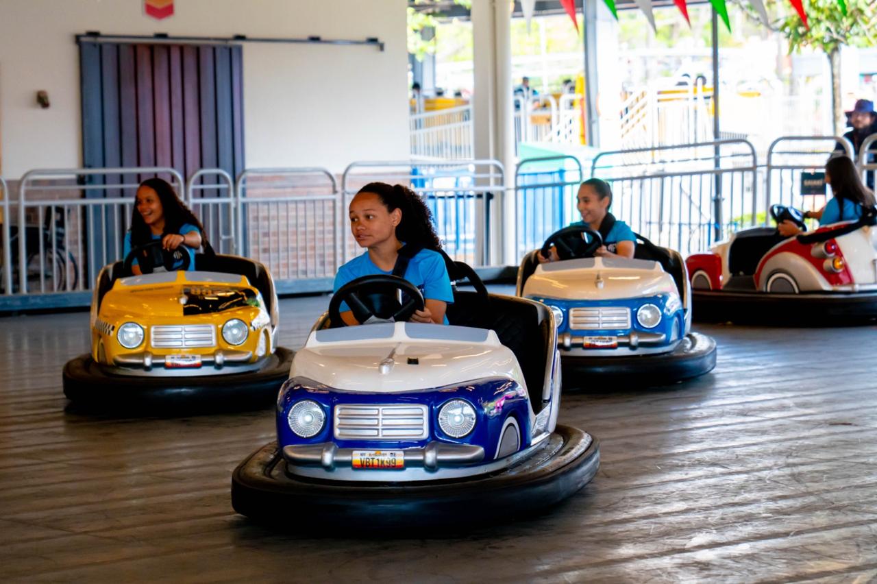 Atletas e comissão técnica da Ferroviária têm dia divertido no Hopi Hari, com direito a anúncio oficial de parceria entre a equipe e o parque. Foto: Divulgação