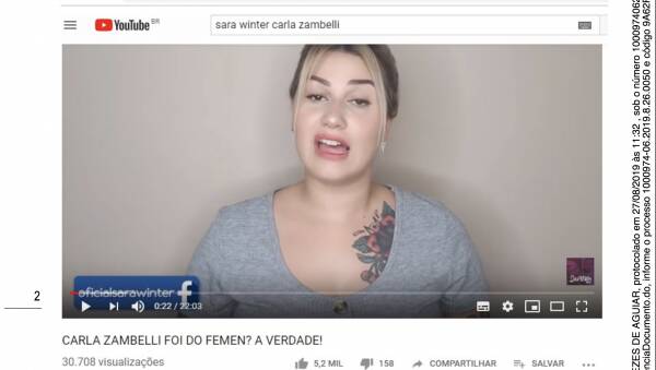 Carla Zambelli foi ao ato com Sara Winter e a culpou por isso. Elas romperam e só voltaram a ser aliadas quando Winter passou apoiar Bolsonaro. Foto: Reprodução YouTube