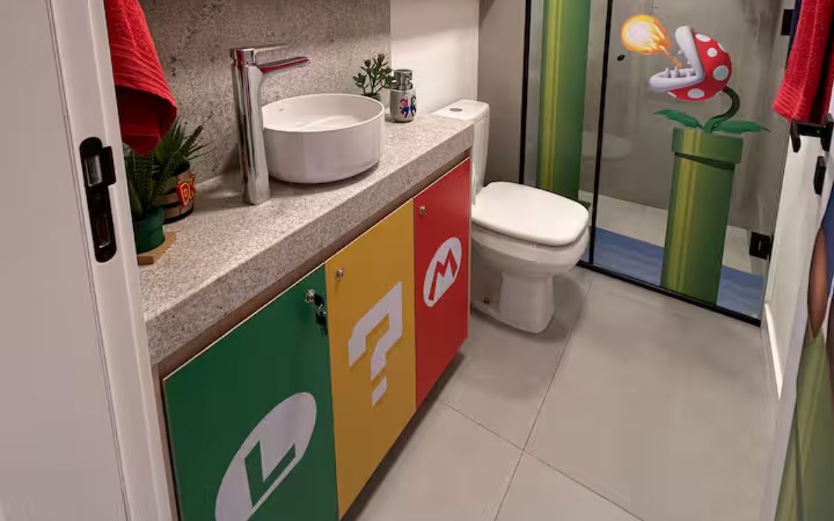 “Apartamento do Super Mario” atrai turistas em Blumenau com temática geek. Foto: Airbnb