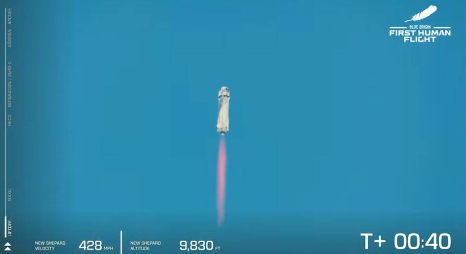 Lançamento do foguete. Foto: Reprodução/Blue Origin